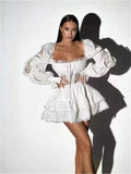 Autumn Niche Trendy Holiday Sexy Square Collar Low Chest Waist Short Top + High Waist Skirt Suit