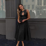 Summer 2025 New Fashion Mid-Sleezy Dress Temperament Sexy Hollow A Dress Woman DJPT