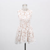 Dew Flower Mist Sleeveless Skirt Floral Lace Dress 2025 New Female Summer Collar Crooge Ponpong Skirt Dress Dress