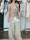 New Oceanic Impact Color Print Sling Vest Female Design Small Bohemian Blouse