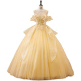 Color Yarn Yellow Evening Dress Student Vocal Art Exam Performance Costumes Solo Puffy Skirts To Preside Over The Annual Meeting