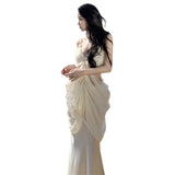 Vacation Sexy Lu-Loan French Sling Dress Half-Dress Two Sets Of Women 2024 Spring And Summer Hottie Set