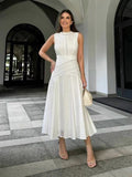 Spring Holiday Wind Collar Sleeveless Irregular Lace Spliced Fashion Temperament Dress Dress