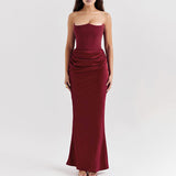 Temperament Thoracic Folding Dress Summer 2025 New Sexy Ass Skirt DJPT