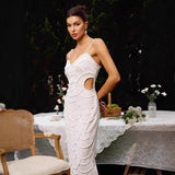 Tudted In The Middle Of The Waist Slinged Ribbon Dress Celeban Birthday Party Dinner Dress