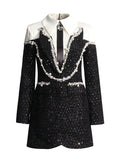 Version Of Temperament Small Fragrant Wind 2025 New Fashion Name Spliced Studded Short Dress Woman