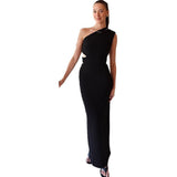 2025 New Solid Color Sleeveless Sleeveless Open Side-Bag Hip Repair Dress