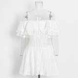 New Australian Trendy Design Elegant Short Dress Word Collar Lanky Thin Dress Woman