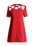 Famous Style Dress Women's Dress 2025 Spring New Round Collar Bow Hollow Design Dress