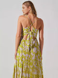 Summer New Fashion Colorful Printing Press Folding Sling Dress
