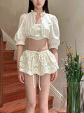 And Summer 2025 New Seaside Holiday Wind Small Comfortable South French Holiday Style White Short Shirt Shorts Set