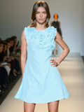 Temperament Fashion Style Dress 2025 New Design Feel Handmade Flowers Decorated Solid Color Sleeveless A Skirt