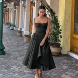 Dress Body Sexy Dew Mid-Slit Dress Collar Fine Shoulder Strap Mid-Slings Boom Skirt
