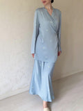 Autumn New Fashion Temperament Long-Sleeved Printed Set Of Vertiny V-Dressed