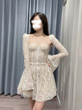 2024 New High-End Feel French Lace Embroidery Dress Hollow Bosom Beautiful Waist Thin Fairy Dress