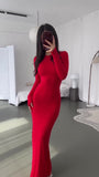 2024 Women's Fashion Sexy Tight-Groomed And Comfortable Solid Color Long Dress