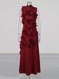 Retro-Style Niche Walking Show 2025 Summer New Round-Neck Sleeveless Design Long Three-Dimensional Floral Dress
