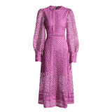 Shooting Autumn New High-End Water-Soluble Lace Dress Heavy Industry Splicing Lace Women's Lantern Sleeve Dress