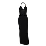 Summer 2025 New Two-Piece Suit In Temperament Metal Decoration Hanging Neck Skirt Suit Woman DJPT