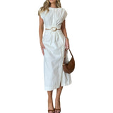Retro Minimalist And Elegant Collar Solid Dress In Autumn 2024