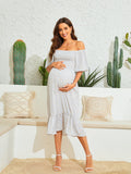 2025 New Summer Pregnant Woman Chiffon Dress Small Broken Floral Dress Short Sleeve Long Dress Maternity
