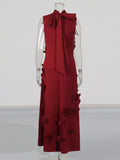 Retro-Style Niche Walking Show 2025 Summer New Round-Neck Sleeveless Design Long Three-Dimensional Floral Dress