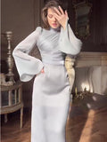 Collar 2025 New Horn Sleeve Tea Break French-Style Bagg Of The Hip Dress
