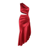 Autumn 2025 New Long Dress Famous Style Temperament Sexy Slant Shoulder Vest Dress Dress DJPT