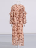 Print Niche Brand The Same Two Sets Of 2025 Summer New V-Neck Long-Sleeved Top Skirt Suit