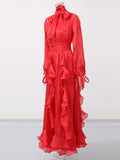 Court Style Tie Design High-End Retro 2025 New Women's Summer Solid Dress