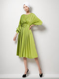 French Style Dress 2025 Summer New Round Collar Collar With Shoulder Sleeve Texture Waist Dress Dress Dress Woman