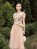 New Vietnamese Niche Brand Embroidery Three-Dimensional Custom Flower Elegant Temperament Mesh Dress