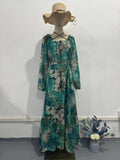 Summer Women's Fashion Fashion Printed Long Dress Elegant Dress With Long Sleeves
