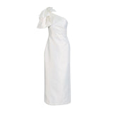 Temperament Sexy Dress 2025 Summer New Single Shoulder Three-Bunnyed Blanage Folds Shoulder Dress Woman