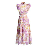 French Dress 2025 New Collar Laceless Hollow Embroidery Dress Dress Dress Woman