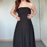 2024 New Female Decoration Height Waist Simple Temperament High-Grade Breast-Smear Lightweight Dress