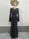 Chic French Wave Dot Dress Temperament V-Necked Hip Dress Tice With Waist Display Skinny Bottom Skirt