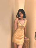Linaza With The Heavy Industry Ordered Diamond Sling Dress 2024 Summer Delicate Famous Vest Dress