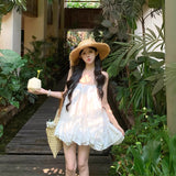 White Sling Dress Dress Female Summer Temperament Seaside Wind Fairy Irregular Doll Short Skirt