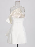 Dress Dress 2025 Summer New High-End Feel Bow Asymmetrical Decorative Bra Dress Dress Woman