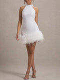 Women's New Sexy Sleeveless Body Shiny Plush Dress Dress Dress Glie 8105 HZ0628
