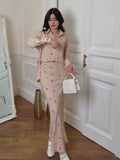 2024 Women's Two Sets Of Breathable Casual Collar Flower Print Dress
