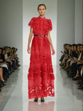 Atmosphere Long Dress 2025 New High-End Collar Embroidery Hollow Waist Fashion Dress Women's Summer