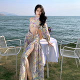 Long Sweet Hottie Beach Dress Women's Broken Flower Dress Sanya Thailand Seaside Holiday Dress Summer