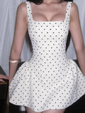 Wave Dot Dress To Close-Back Short Skirt French Summer Sling Skirt Dress HZ0628