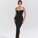 Autumn 2025 New Small Fragrant Temperament Texture Characteristic Fabric Showing Chest Open Fork Dress Woman DJPT