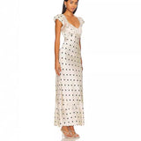 Dress Xin French Style Fascling Dress Fairy Temperament Sexy Bare Back Seaside Print Dress