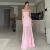 2025 New Solid-Colored Sleeveless Chest-Width Roll-Back Hip-Upper Dress
