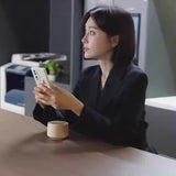 2025 Black Small Suit Collar Lady Workplace Coat