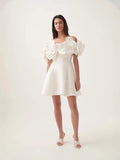Niche 2025 Spring New One-Word Hand-Caught Nailed Three-Dimensional A Dress Dress Women